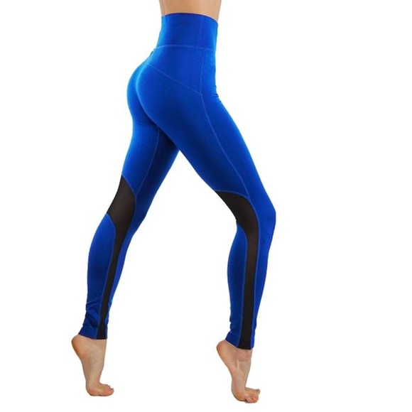 Workout Leggings With Mesh Solid Color - Picture 1 of 3